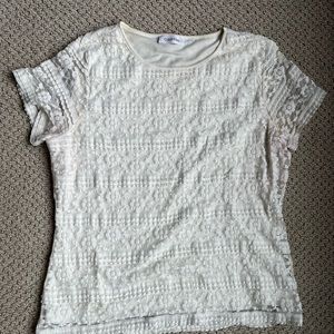 Calvin Klein Lace Blouse Ivory